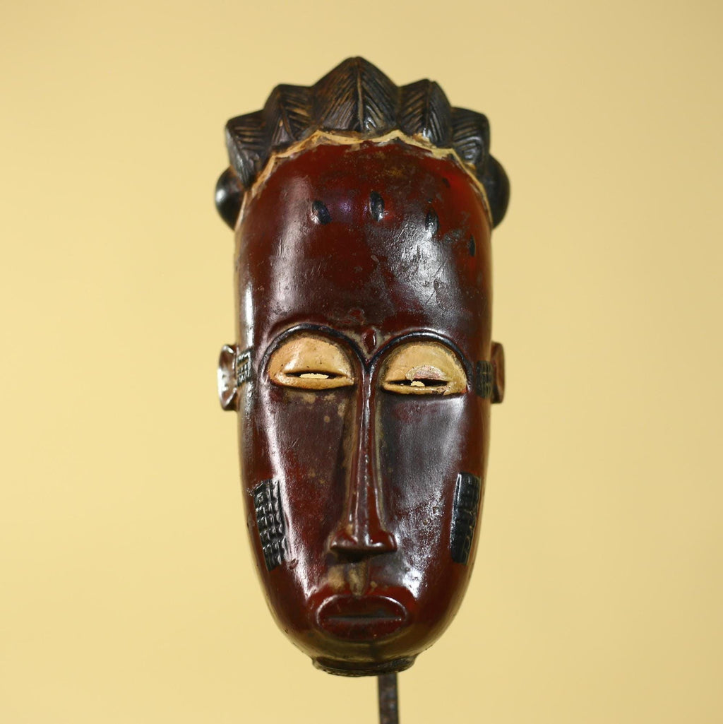 Handmade Baule African Mask : Hand Carved Wood Tribal Wall Art Decor-G6135
