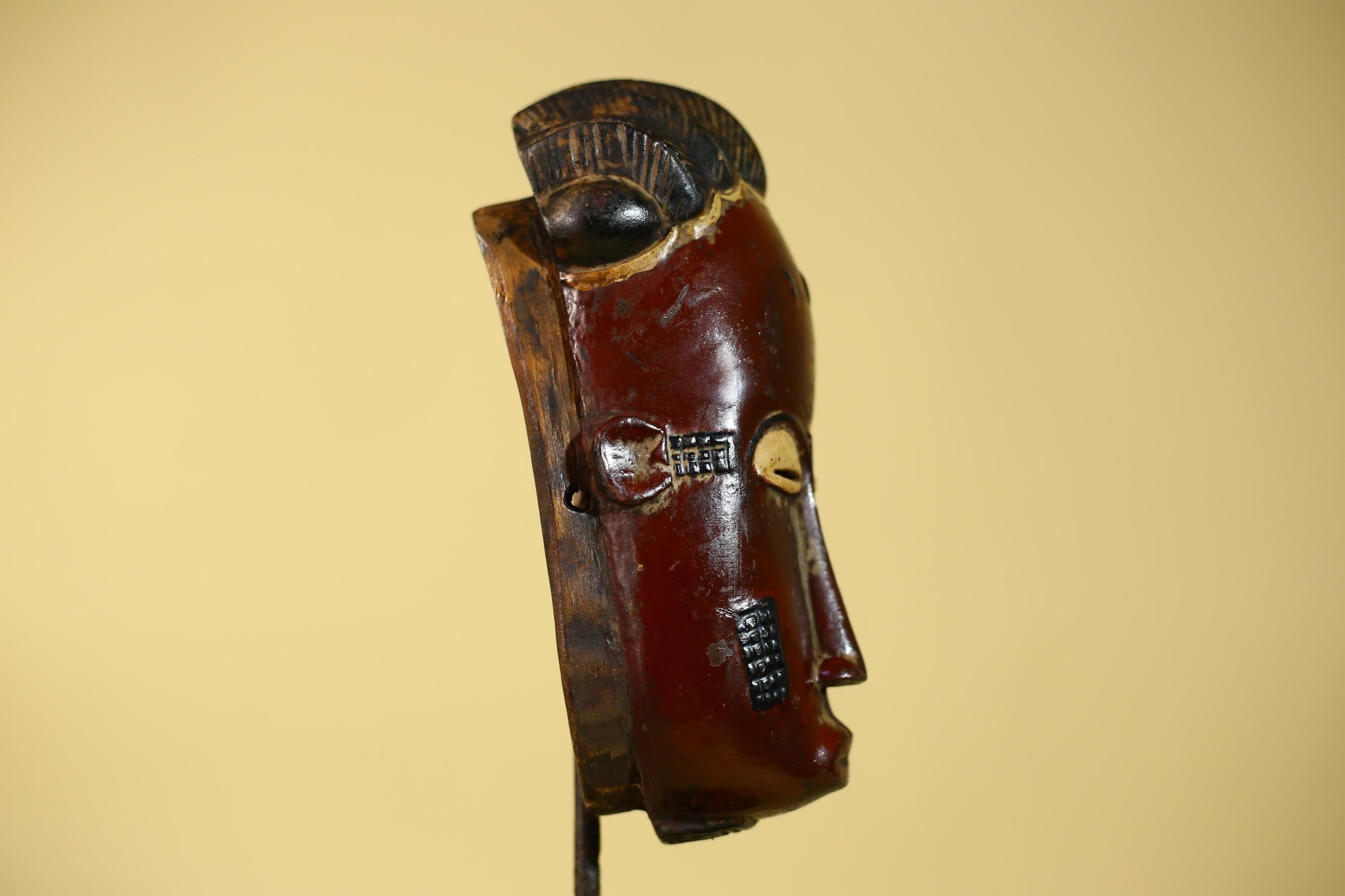 Handmade Baule African Mask : Hand Carved Wood Tribal Wall Art Decor-G6135