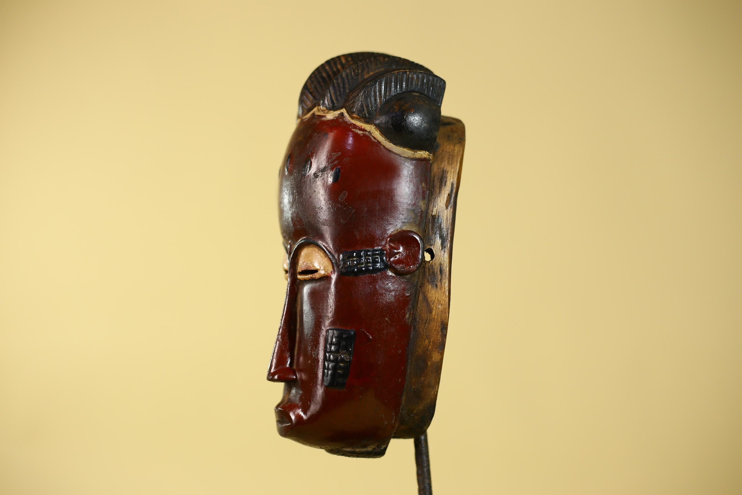 Handmade Baule African Mask : Hand Carved Wood Tribal Wall Art Decor-G6135