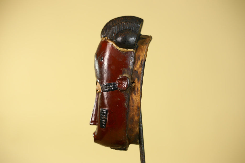 Handmade Baule African Mask : Hand Carved Wood Tribal Wall Art Decor-G6135