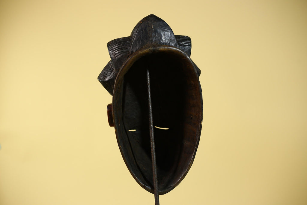 African Mask from the Baule Tribe – Hand Carved Wooden Tribal Wall Art -G6140