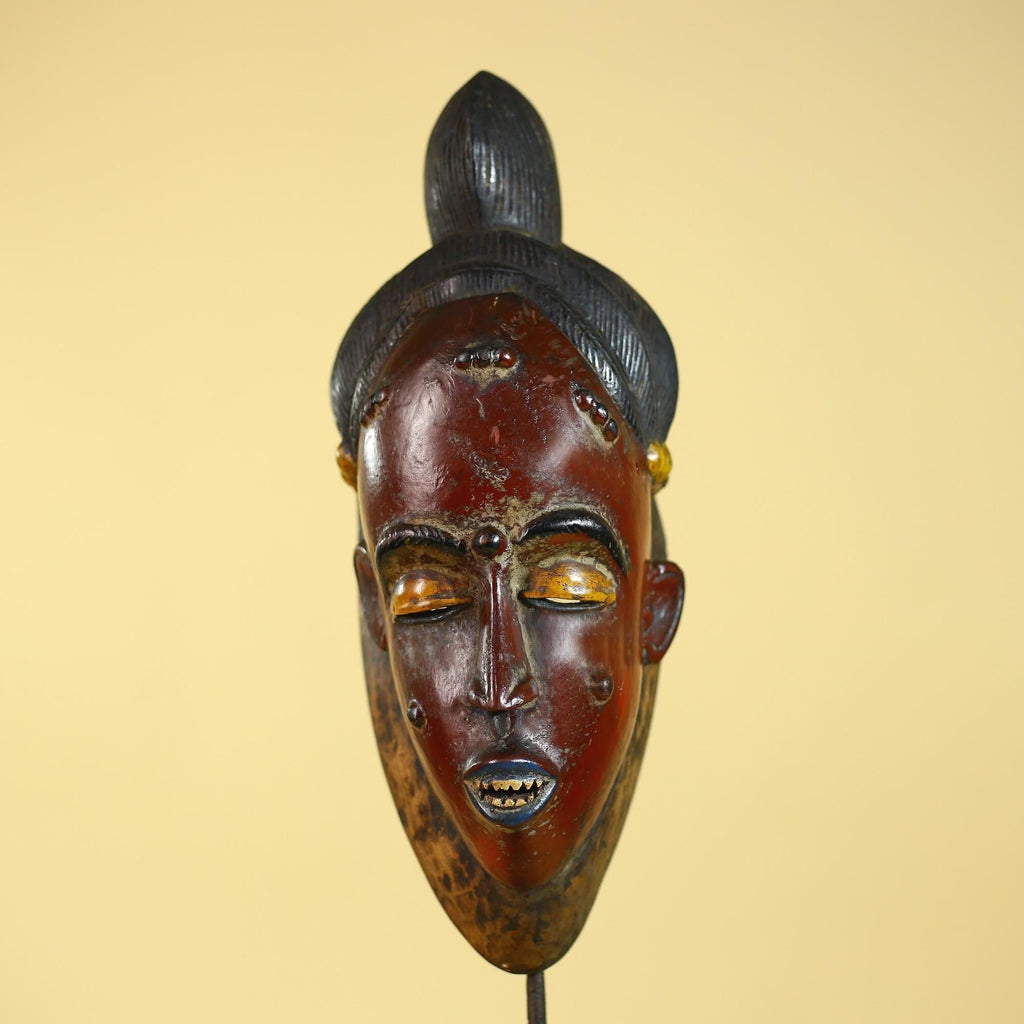 African Mask from the Baule Tribe – Hand Carved Wooden Tribal Art-G6141