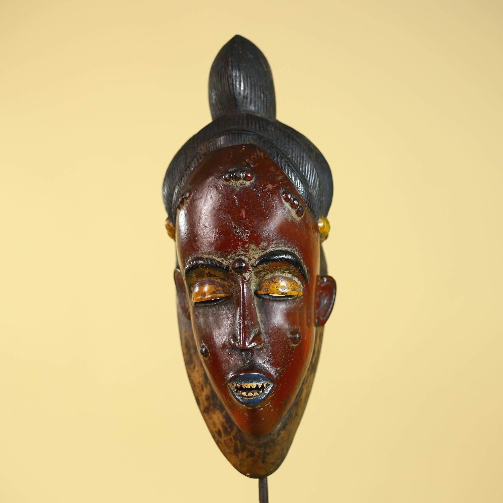 African Mask from the Baule Tribe – Hand Carved Wooden Tribal Art-G6141