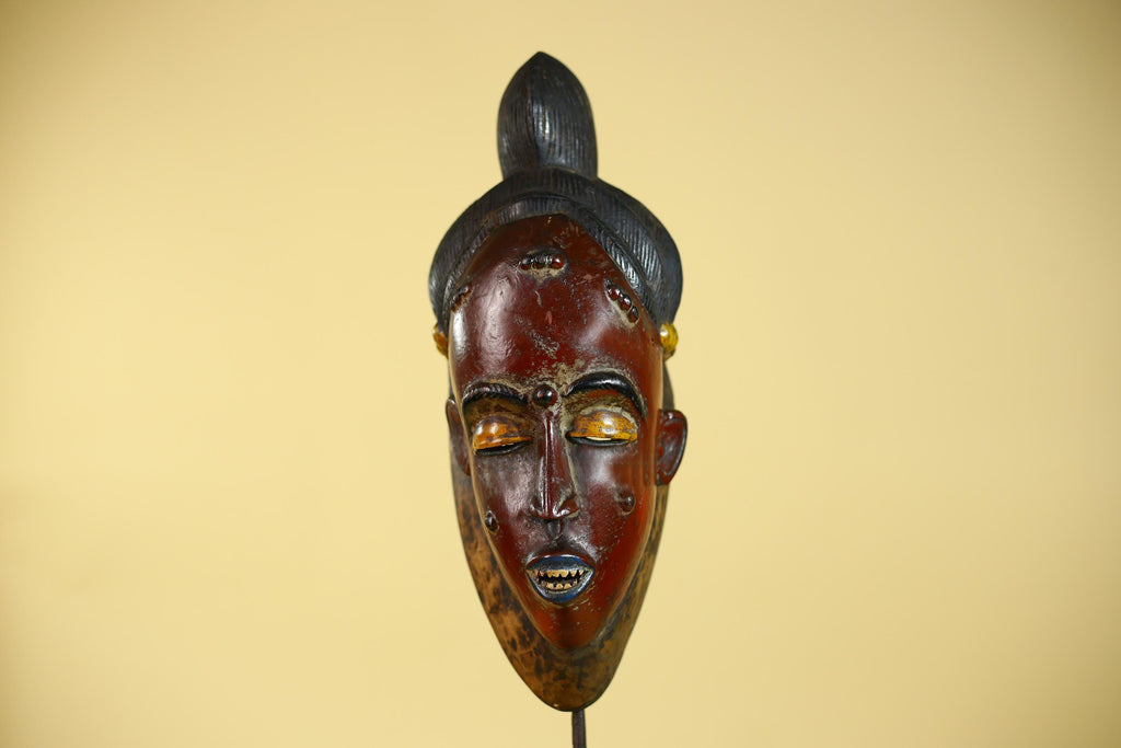 African Mask from the Baule Tribe – Hand Carved Wooden Tribal Art-G6141