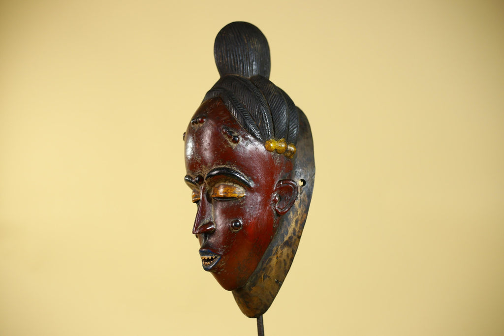 African Mask from the Baule Tribe – Hand Carved Wooden Tribal Art-G6141