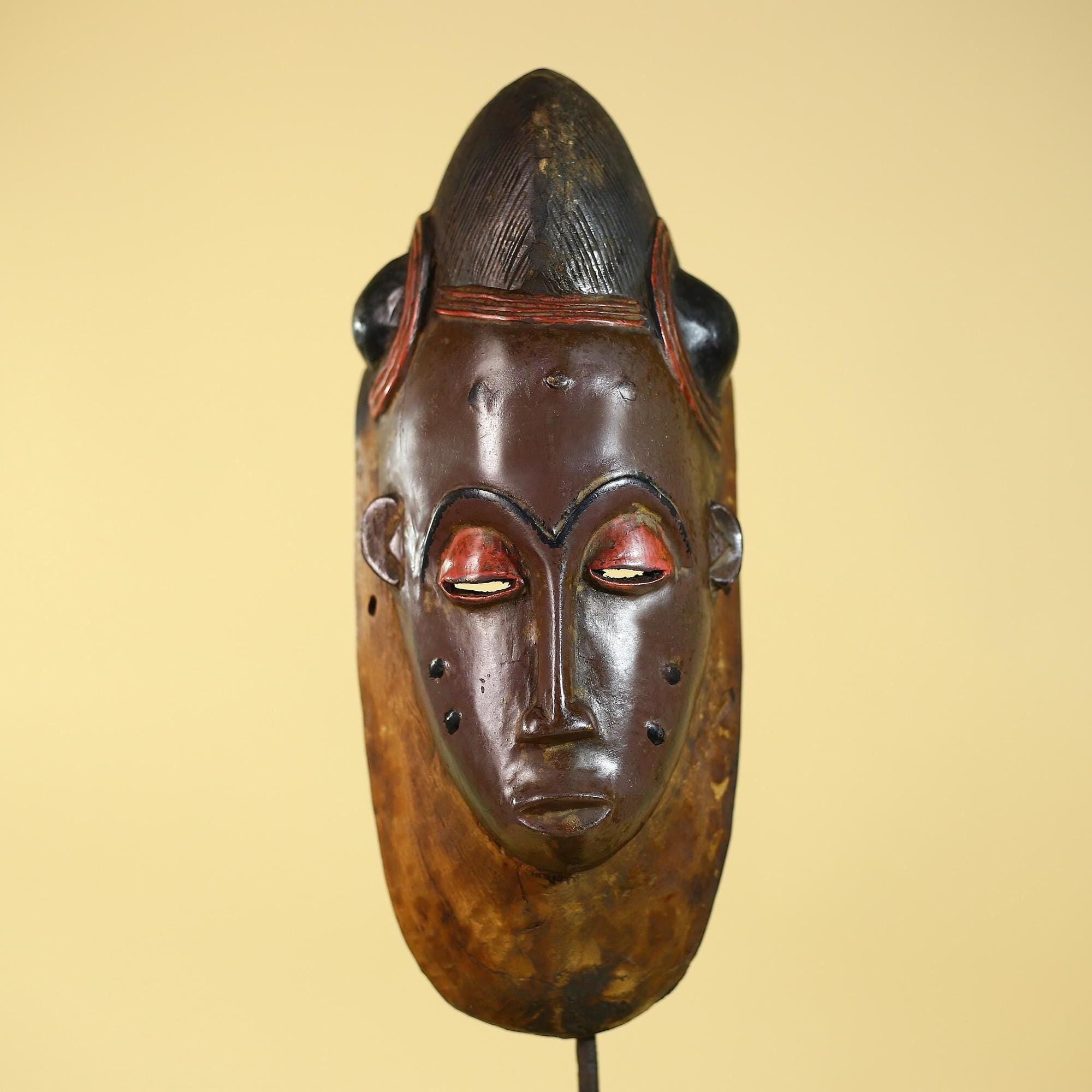 Baule African Mask Vintage Wooden Tribal Art African Wall Decor-G6143