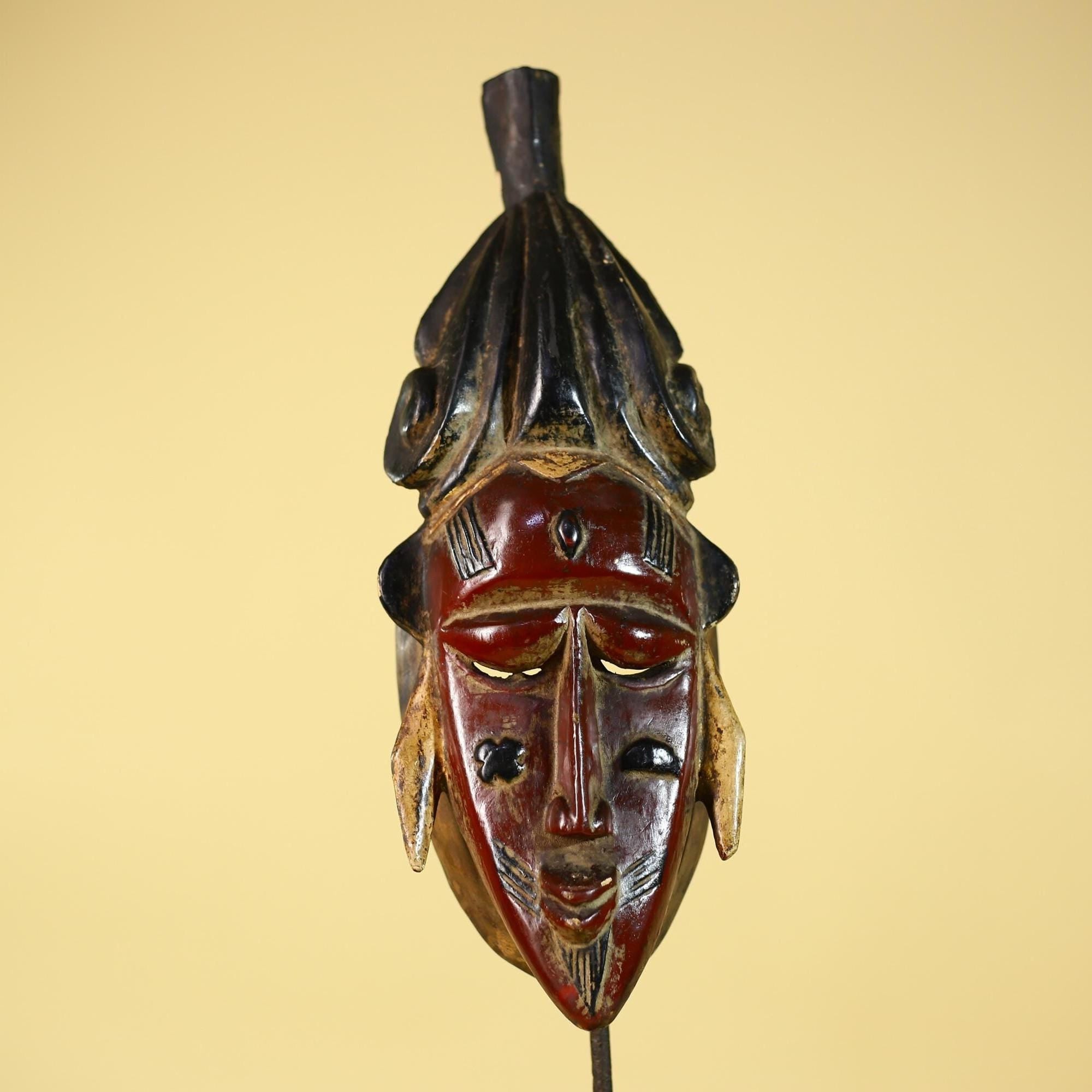 Baule African Mask Vintage Wooden Tribal Art African Wall Decor-G6144