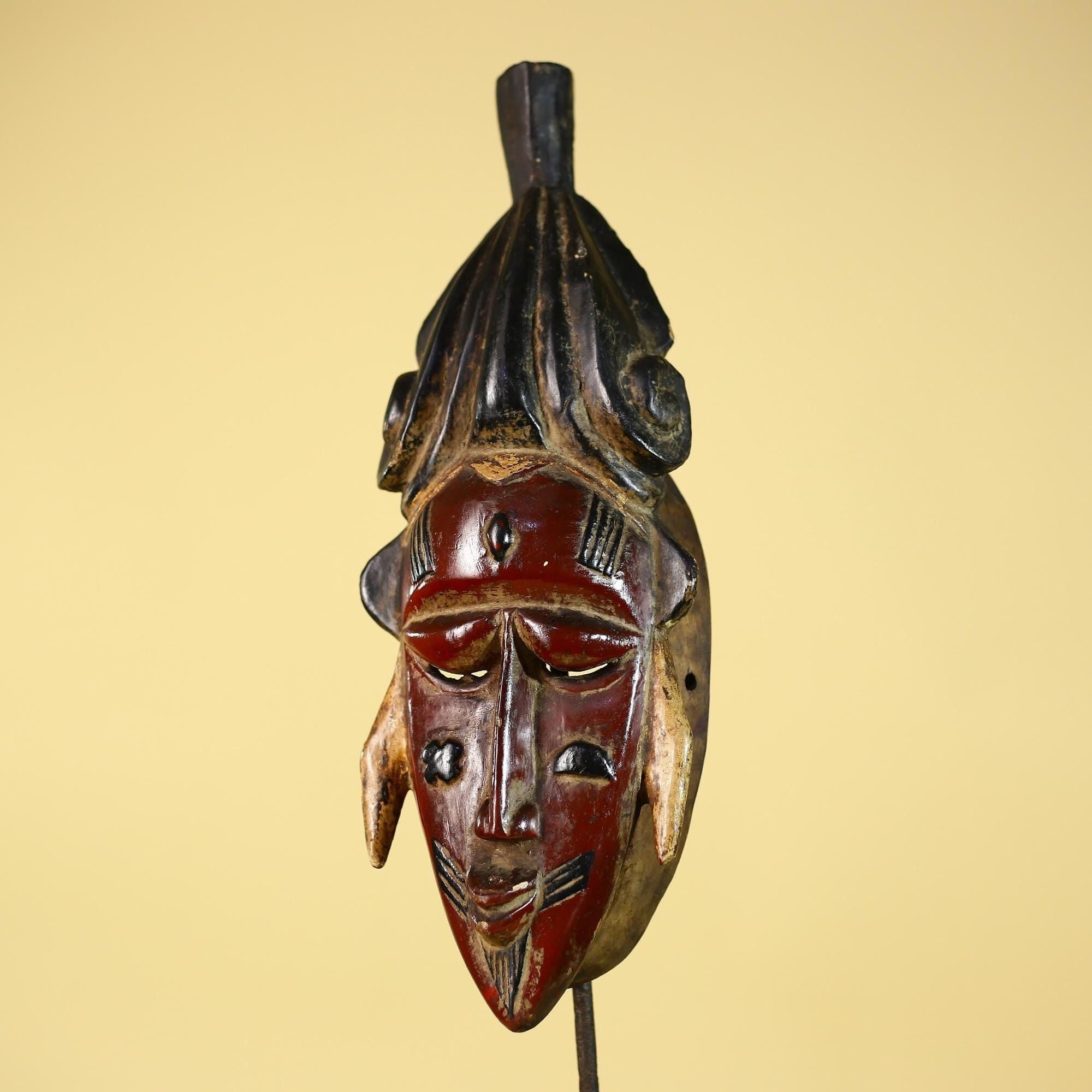 Baule African Mask Vintage Wooden Tribal Art African Wall Decor-G6144