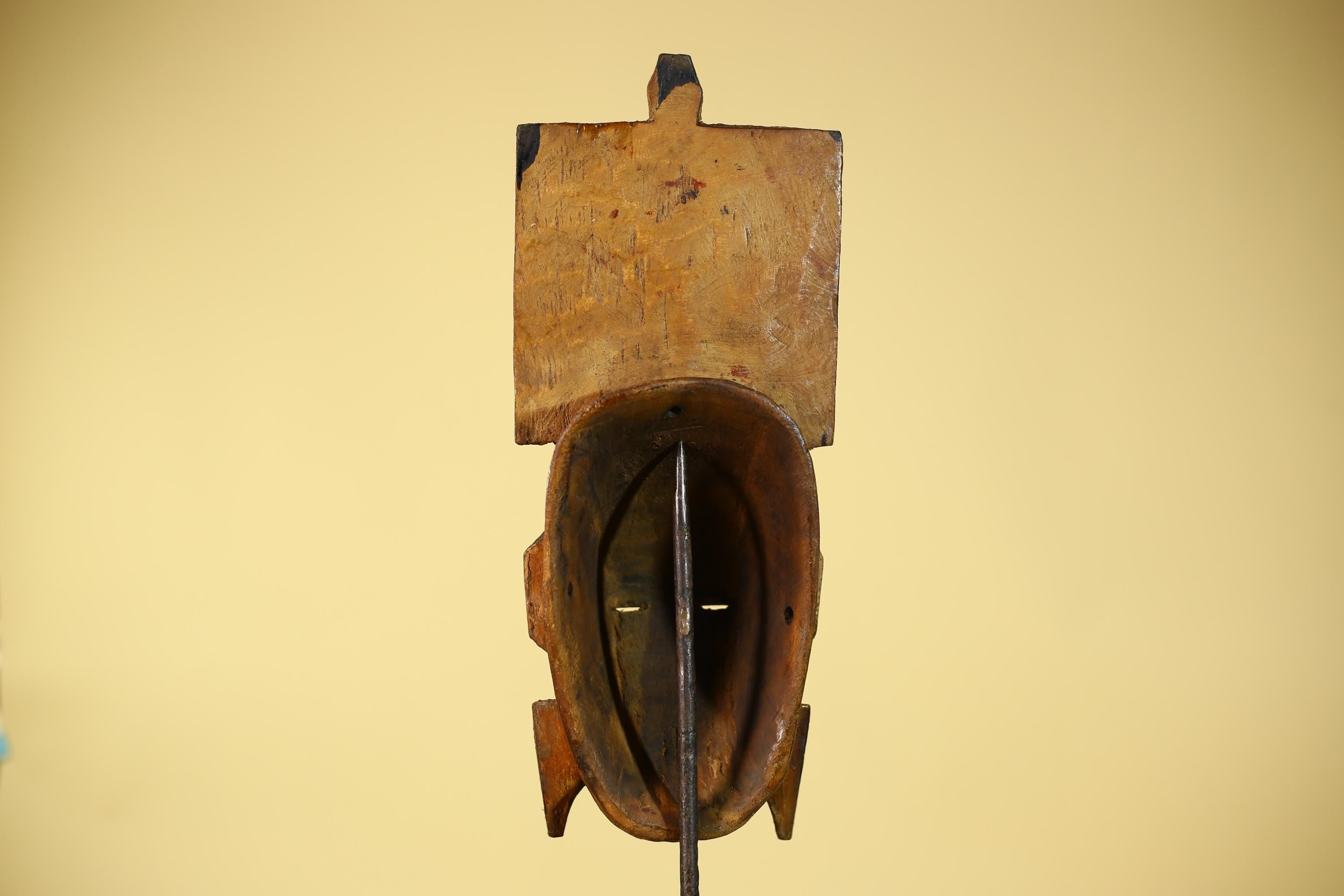 Antique African Guro Wood Mask with Geometric Carved and Rectangular Crest-G6145