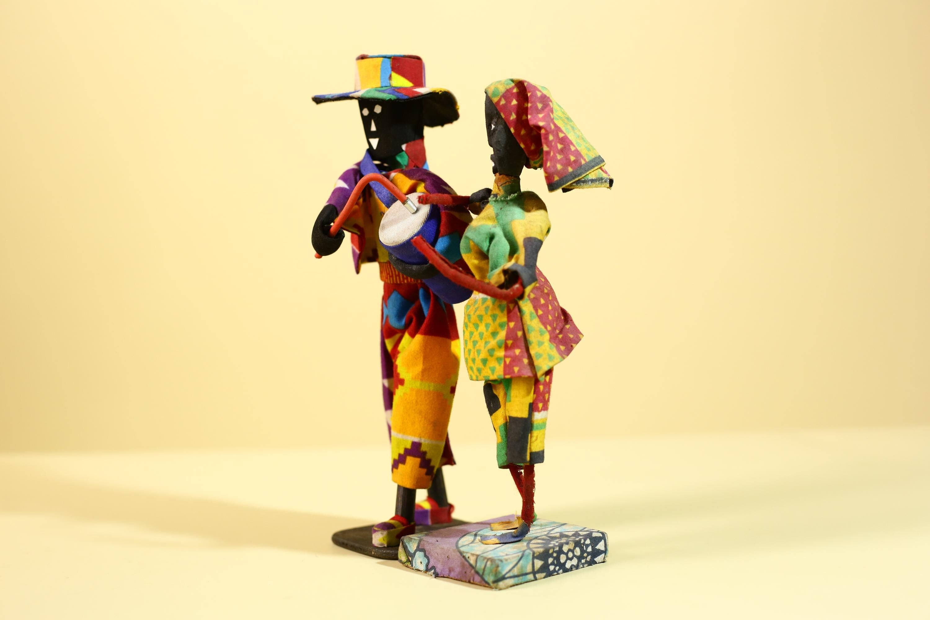 rican Musician Figurines Handcrafted Folk Art Decorative Pair-G6226