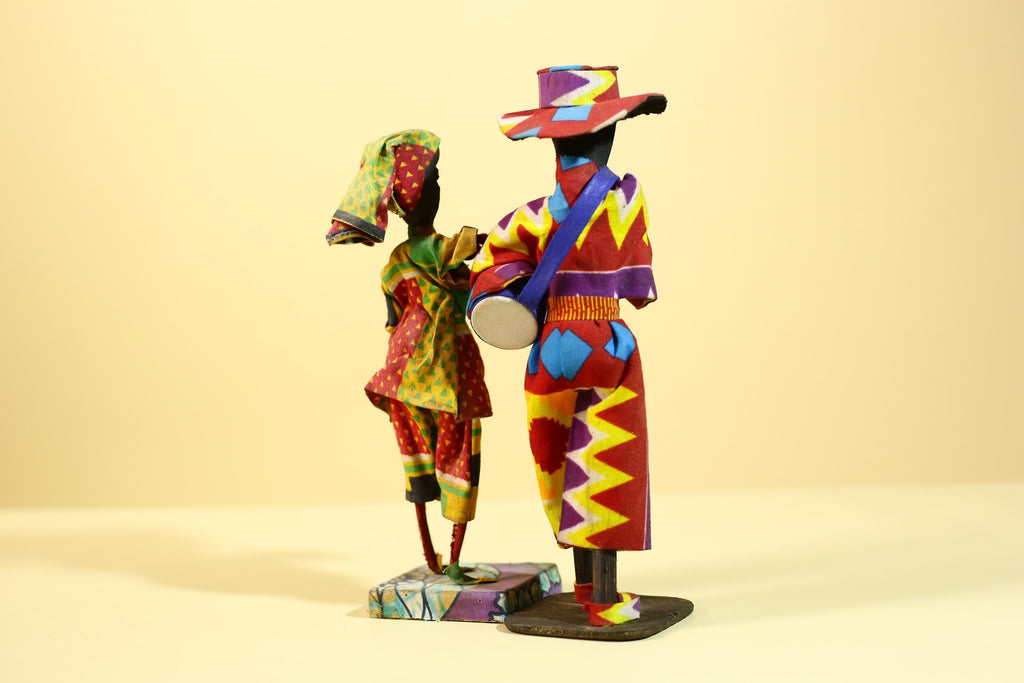 rican Musician Figurines Handcrafted Folk Art Decorative Pair-G6226