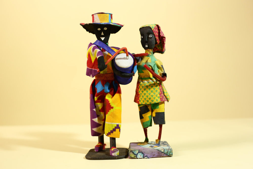 rican Musician Figurines Handcrafted Folk Art Decorative Pair-G6226