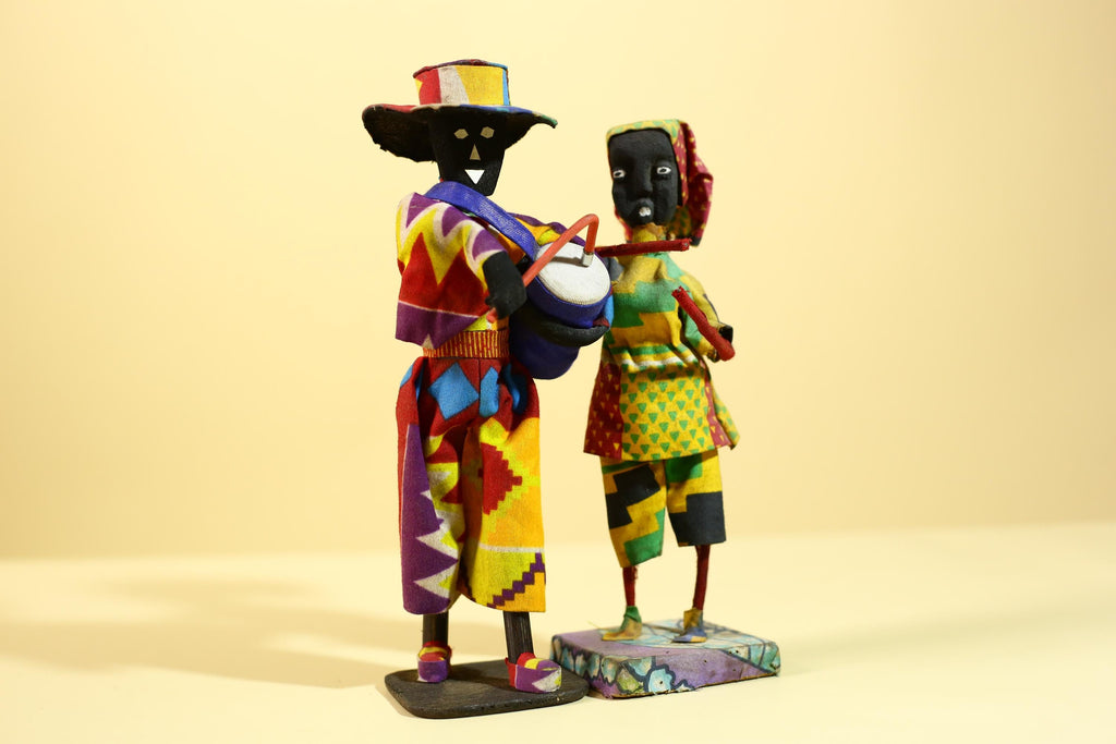 rican Musician Figurines Handcrafted Folk Art Decorative Pair-G6226