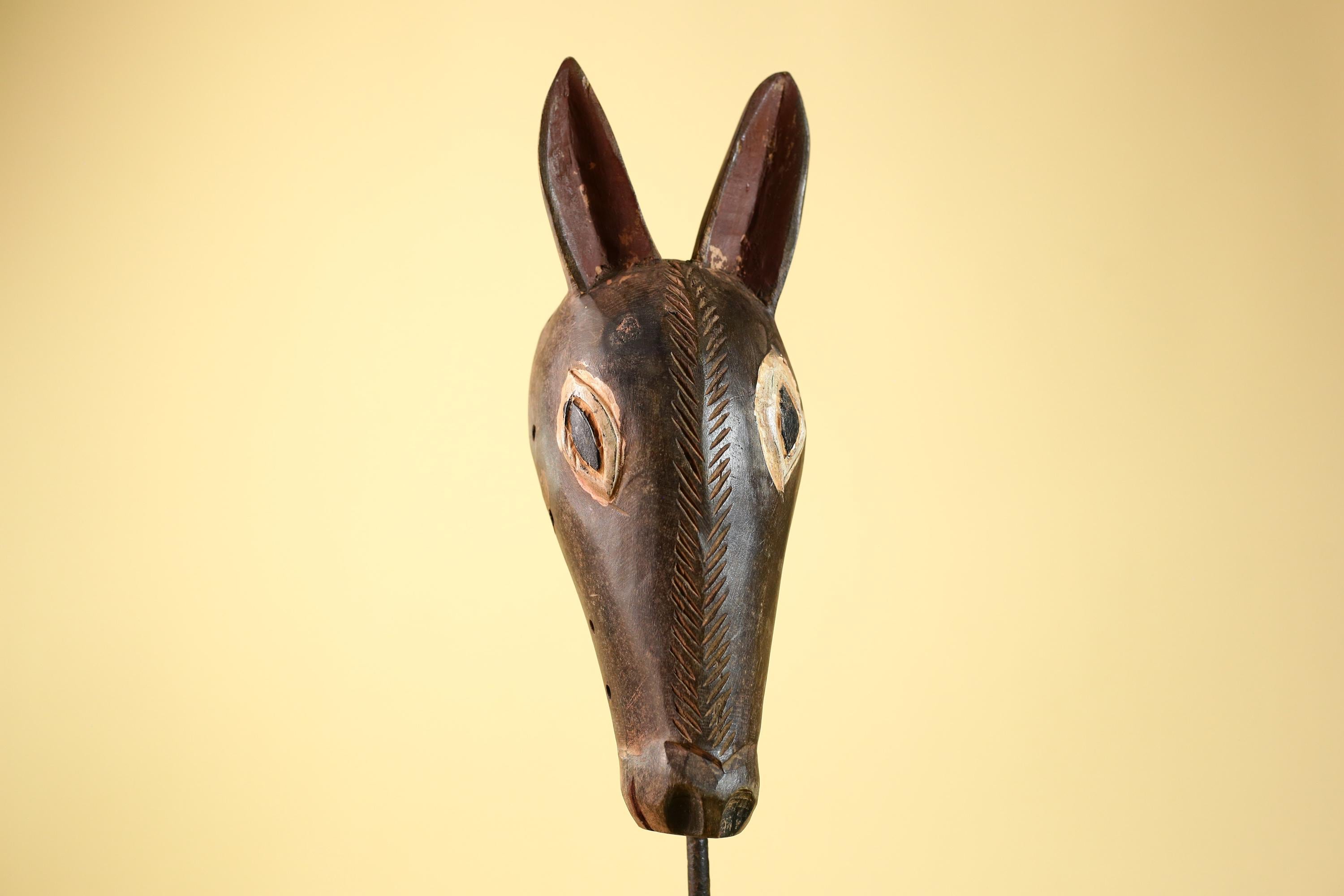 African Antelope Mask – Hand Carved Tribal Wood Wall Art-G6229