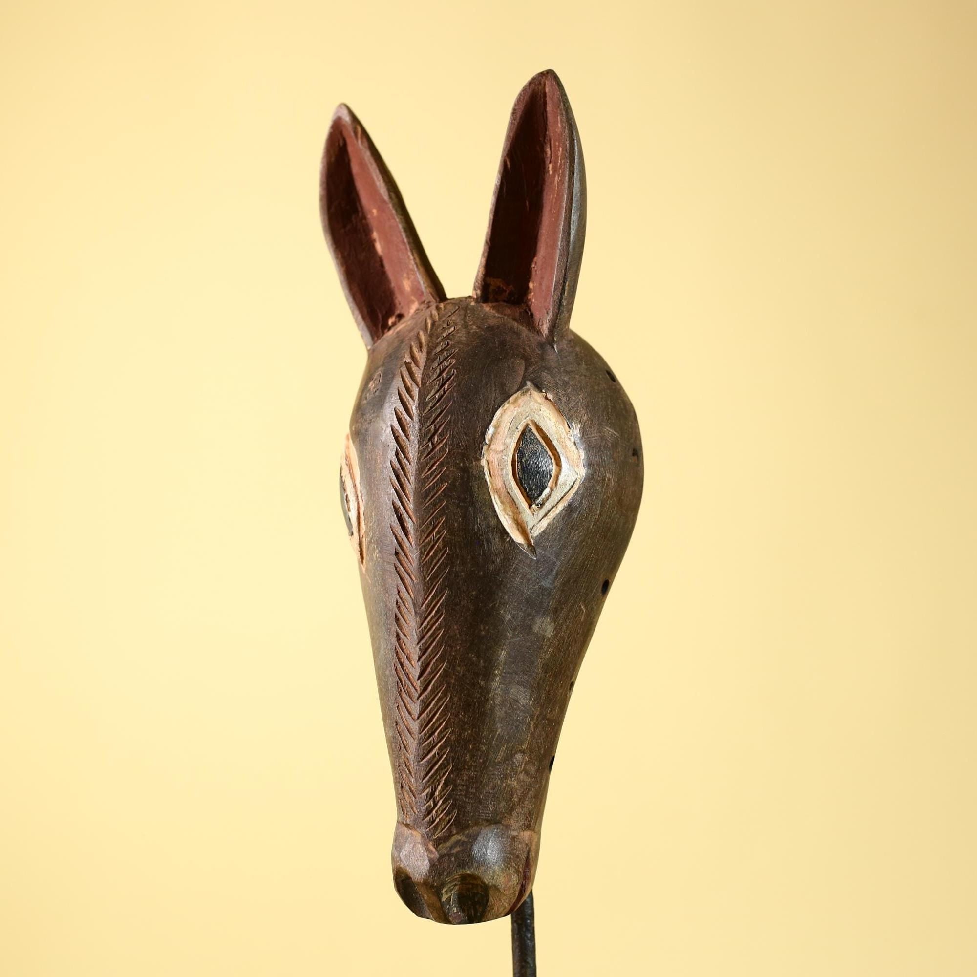 African Antelope Mask – Hand Carved Tribal Wood Wall Art-G6229