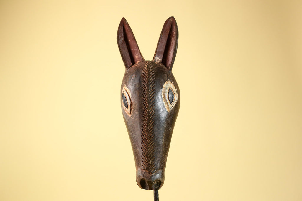 African Antelope Mask – Hand Carved Tribal Wood Wall Art-G6229