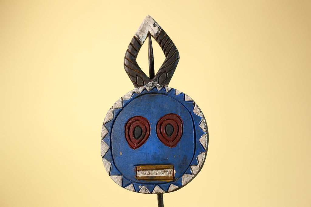 African Round Face Mask – Hand Carved Wooden Tribal Art Decor-G6230