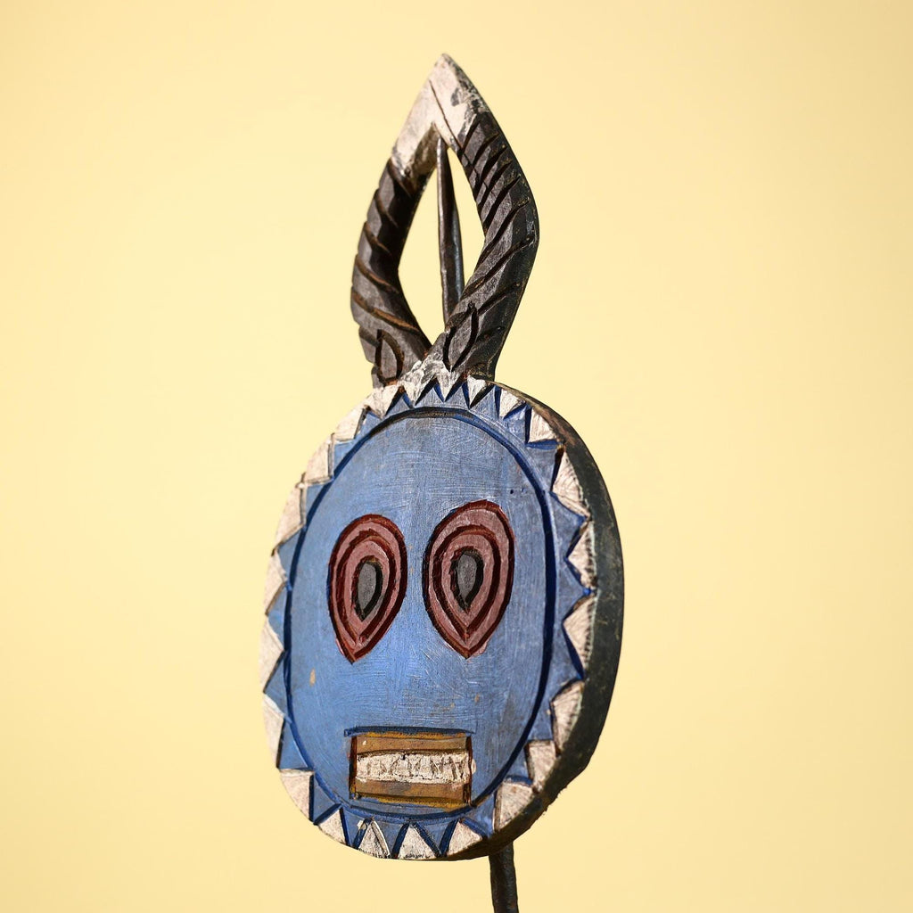 African Round Face Mask – Hand Carved Wooden Tribal Art Decor-G6230
