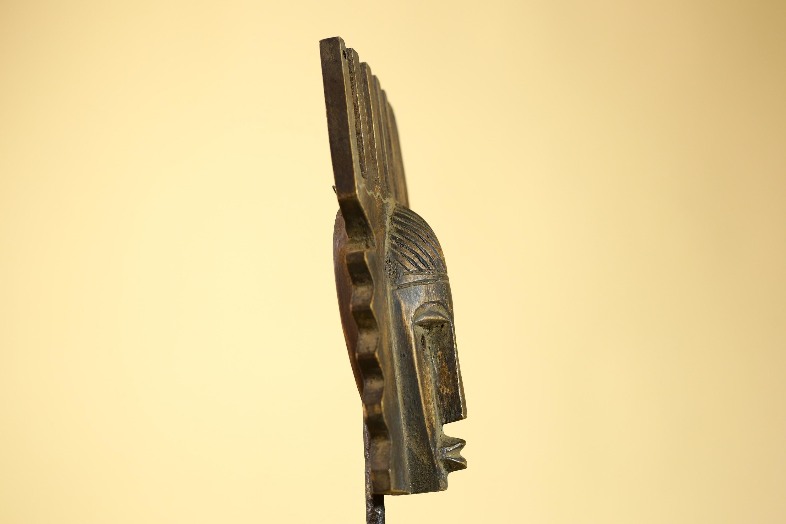 Hand Carved African Mask, Comb-Crest Wall Art – Vintage Tribal Wooden Art-G6231