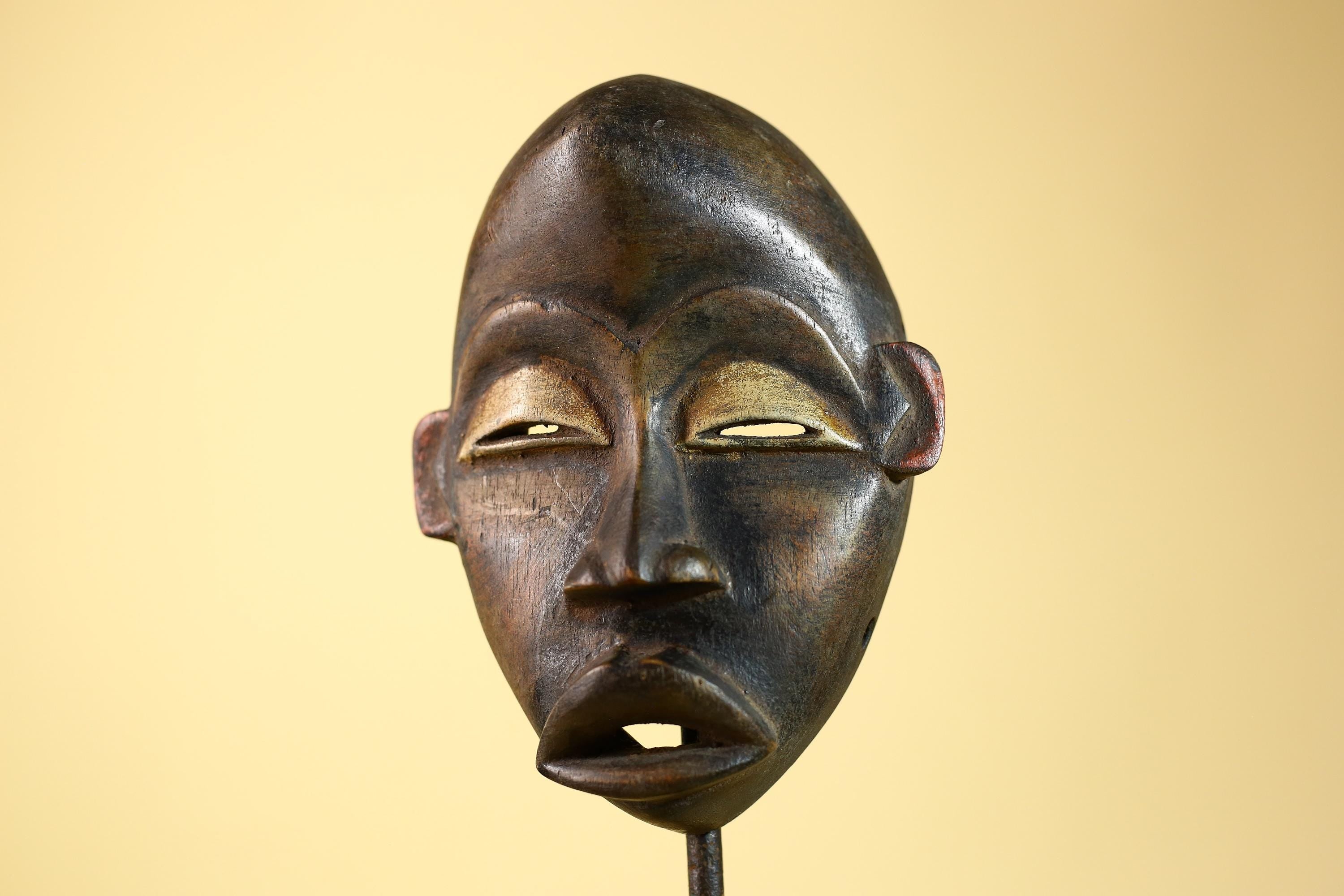 African Dan Wood Mask – Vintage Tribal Art Handmade Wall Decor-G6232