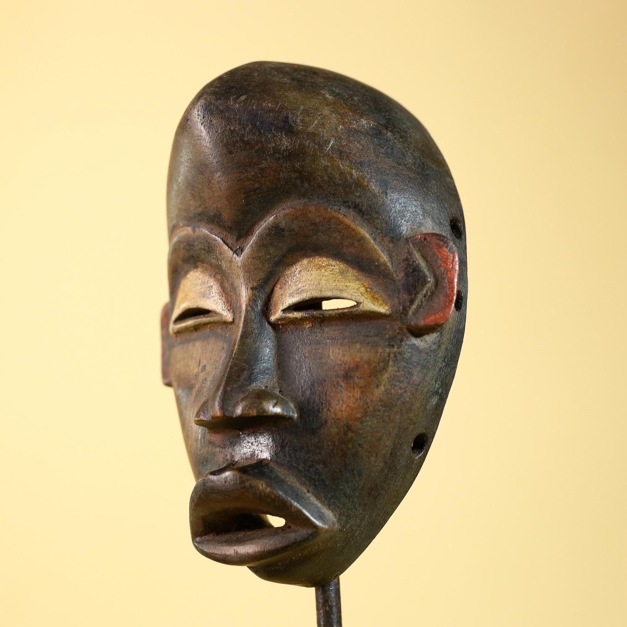 African Dan Wood Mask – Vintage Tribal Art Handmade Wall Decor-G6232