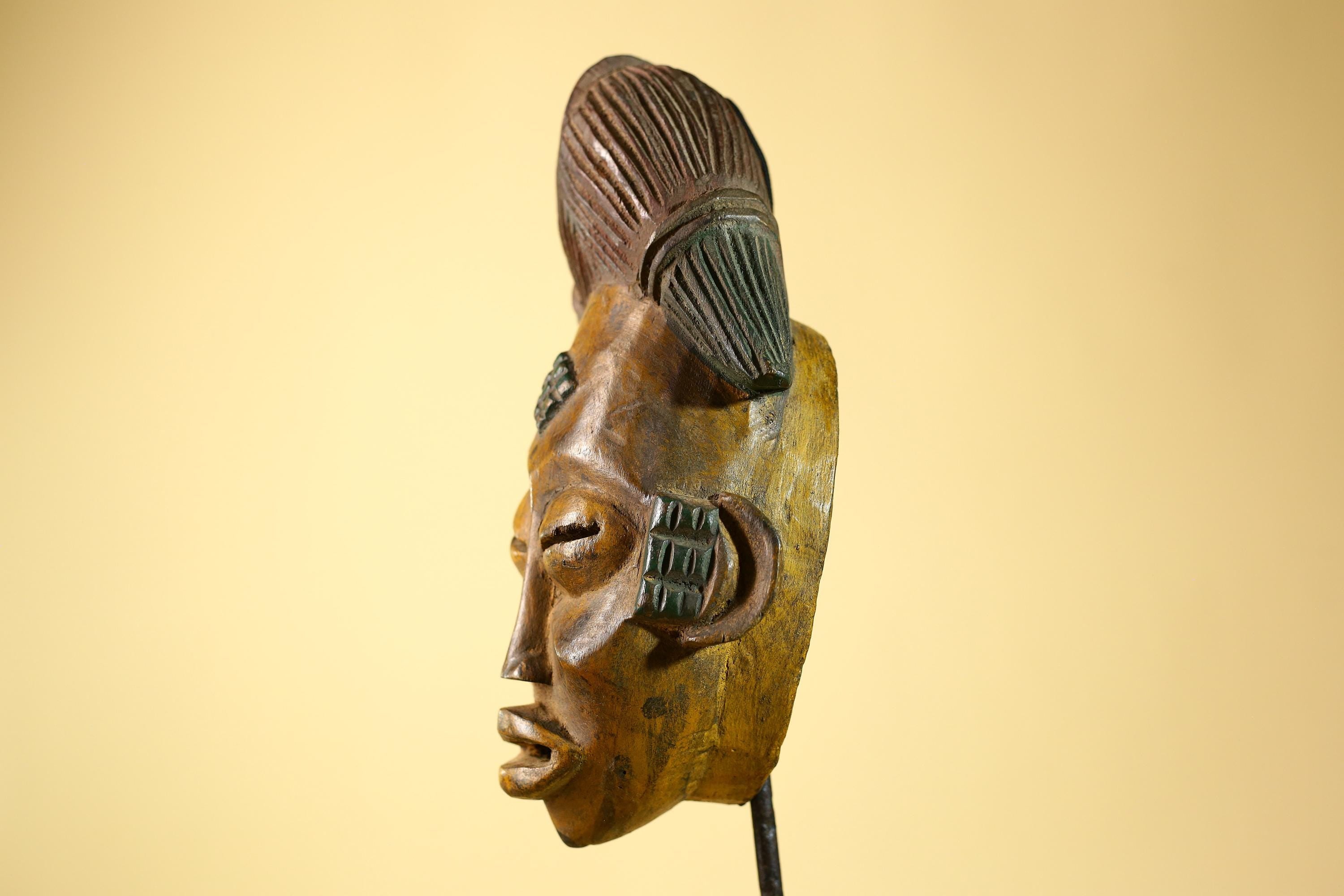 African Baule Mask- Tribal Wood Wall Art, Handmade Vintage Unique Decor-G6233
