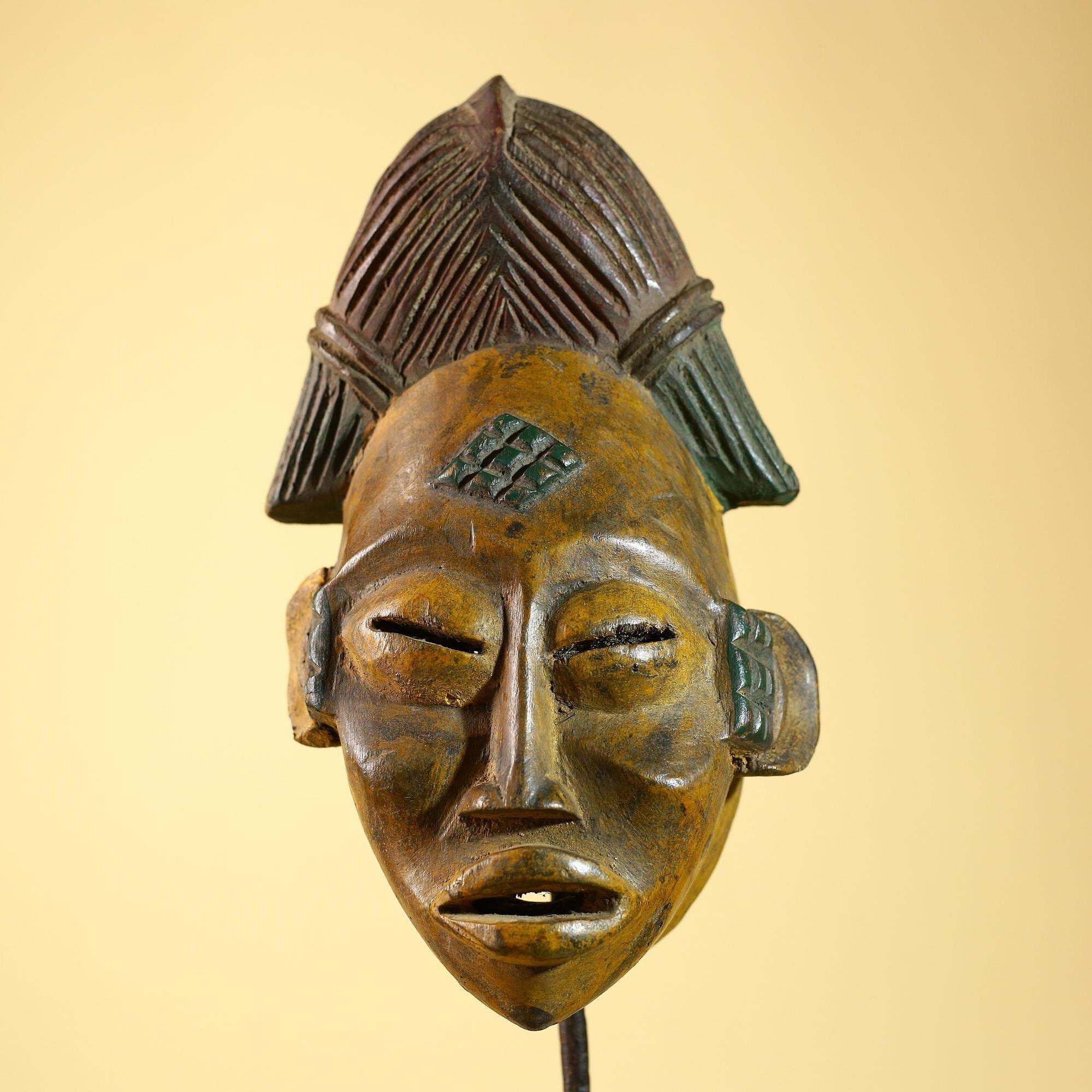 African Baule Mask- Tribal Wood Wall Art, Handmade Vintage Unique Decor-G6233