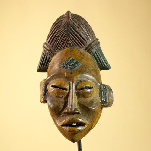 African Baule Mask- Tribal Wood Wall Art, Handmade Vintage Unique Decor-G6233