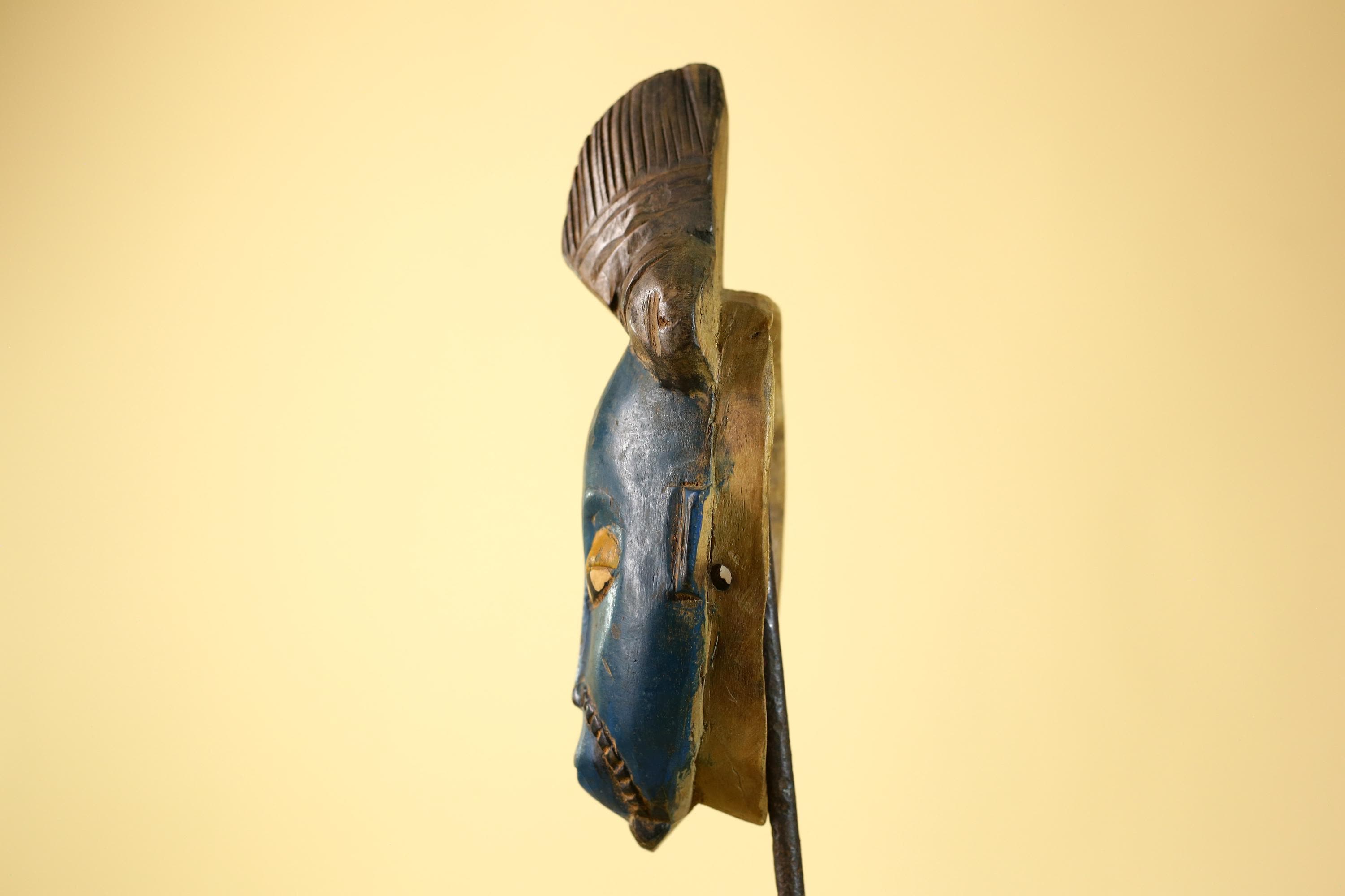 African Baule Mask- Hand Carved Wood Tribal Wall Art Vintage Decor-G6234