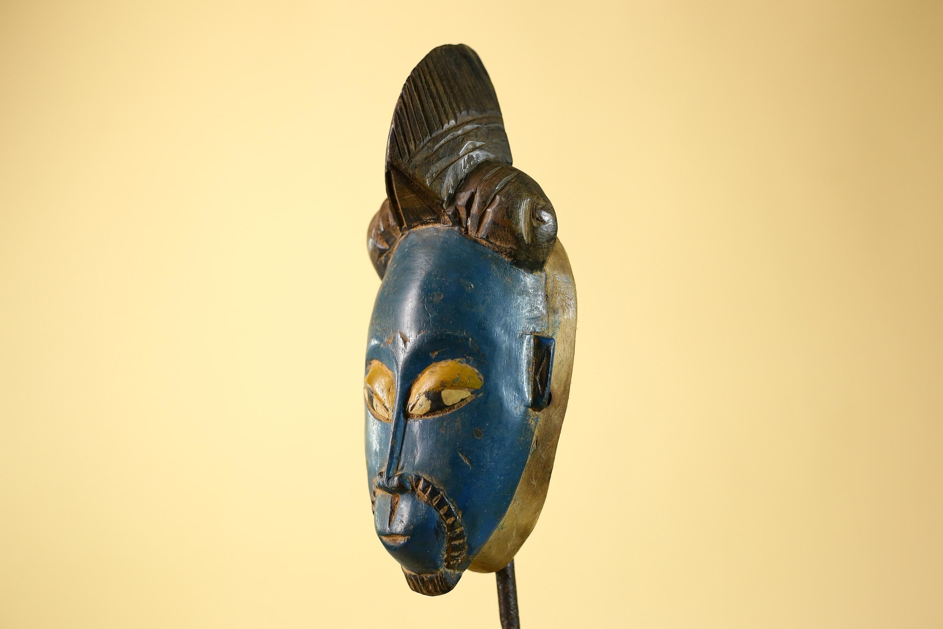 African Baule Mask- Hand Carved Wood Tribal Wall Art Vintage Decor-G6234