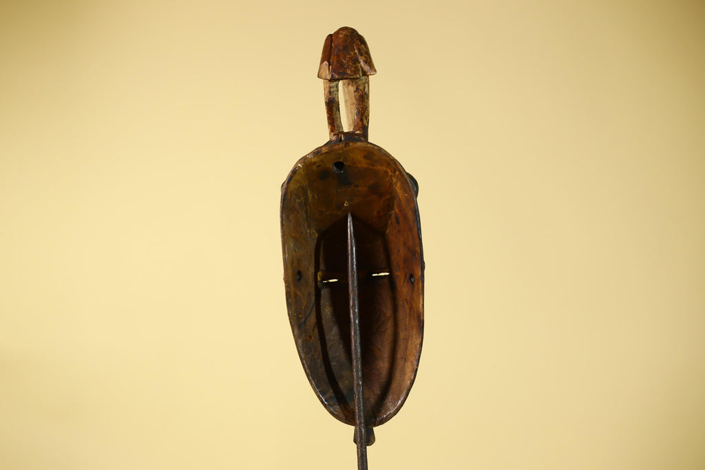 Vintage African Baule Mask With Bird Crest-Hand Carved Wooden Tribal Art-G6148