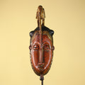 Vintage African Baule Mask With Bird Crest-Hand Carved Wooden Tribal Art-G6148