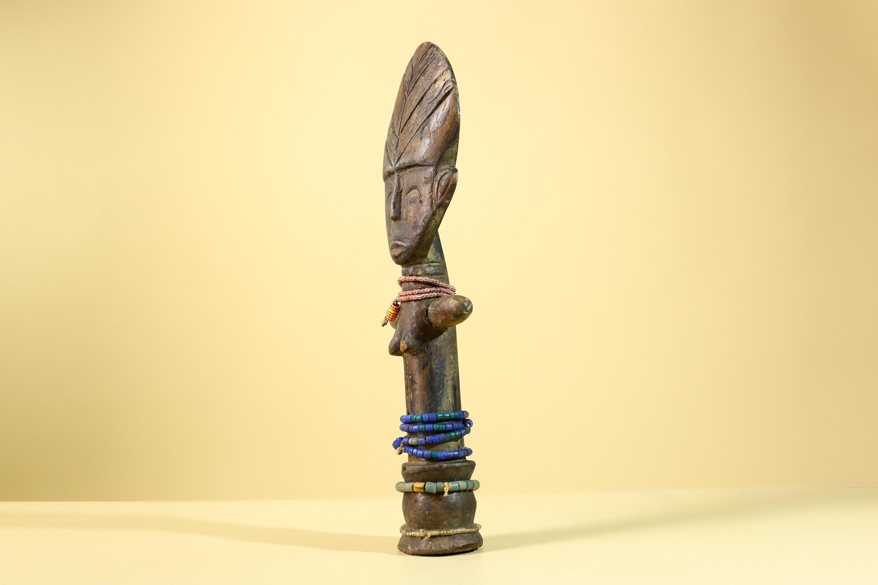 African Hand Carved Wooden Yoruba Figure- Tribal Art Vintage Sculpture-G6236