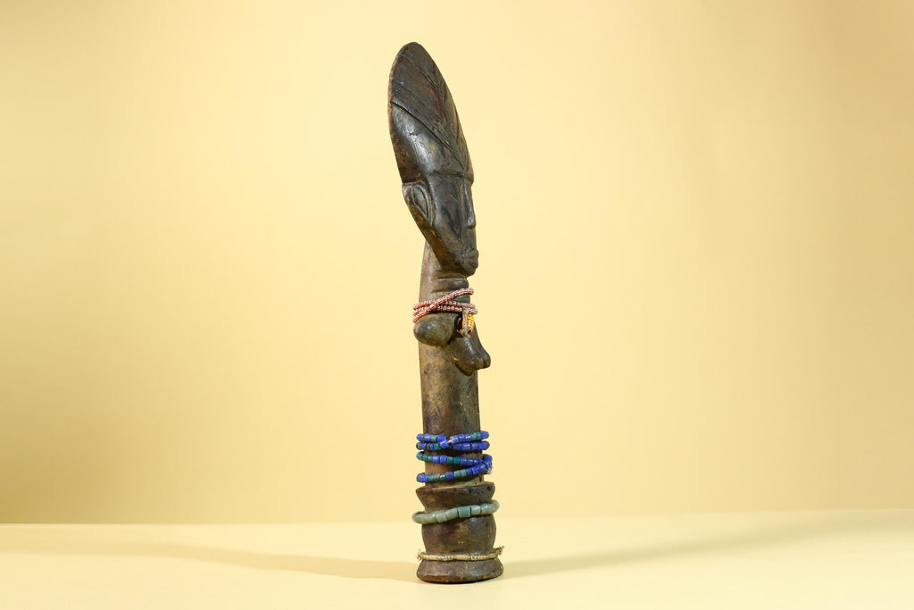 African Hand Carved Wooden Yoruba Figure- Tribal Art Vintage Sculpture-G6236