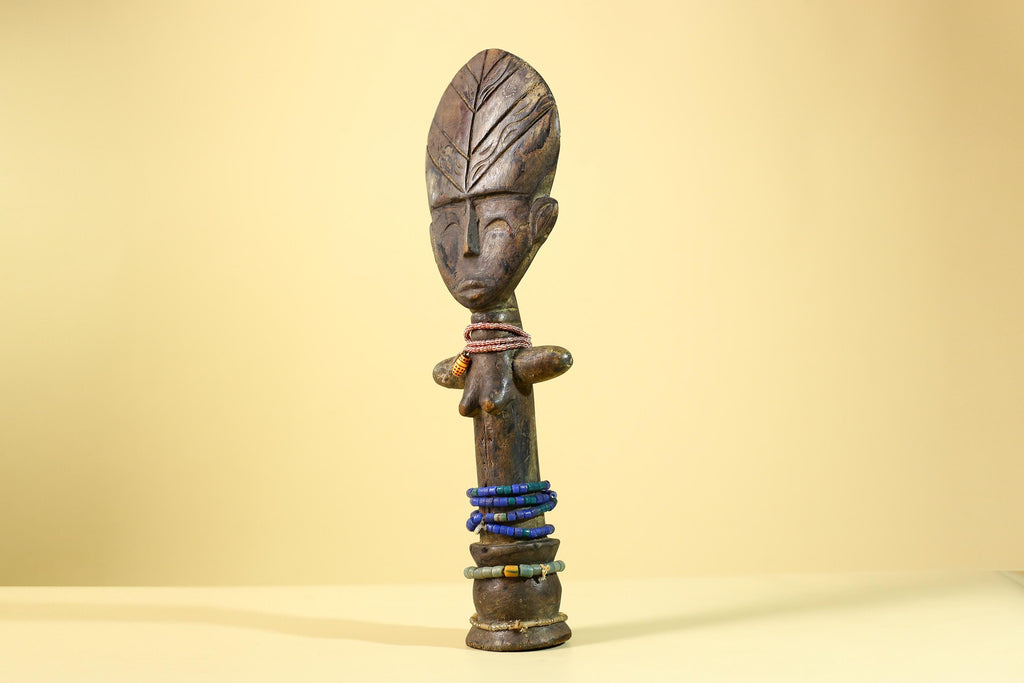 African Hand Carved Wooden Yoruba Figure- Tribal Art Vintage Sculpture-G6236