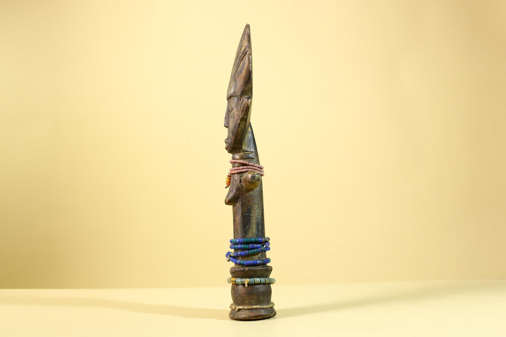 African Hand Carved Wooden Yoruba Figure- Tribal Art Vintage Sculpture-G6236