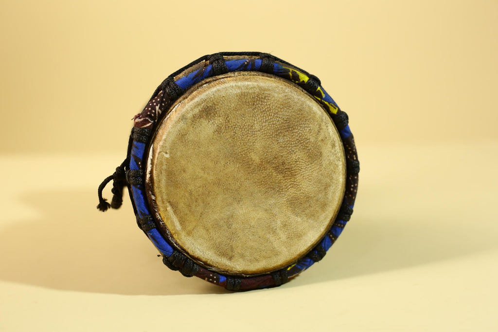 Handmade African Drum- Painted Wood Shell Tribal Rhythm Art Decor-G6237