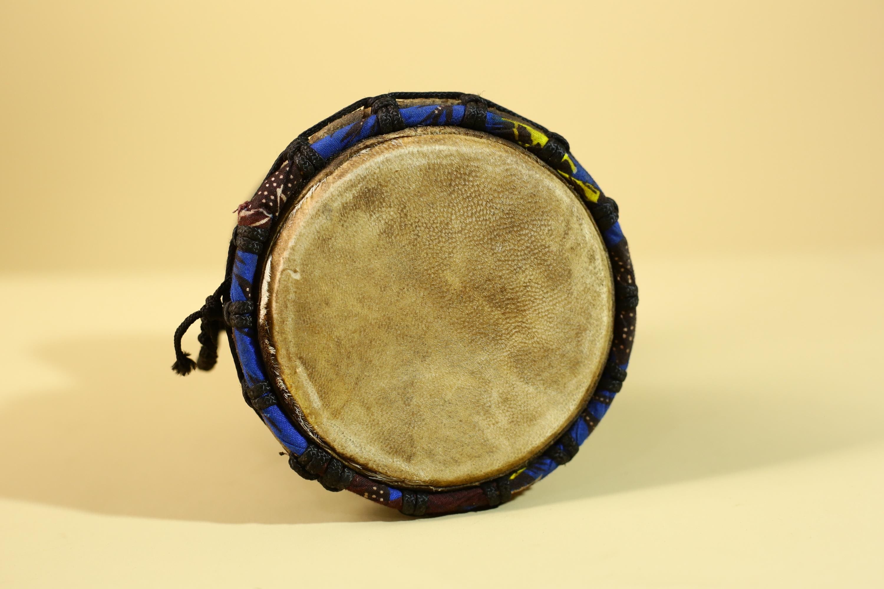 Handmade African Drum- Painted Wood Shell Tribal Rhythm Art Decor-G6237