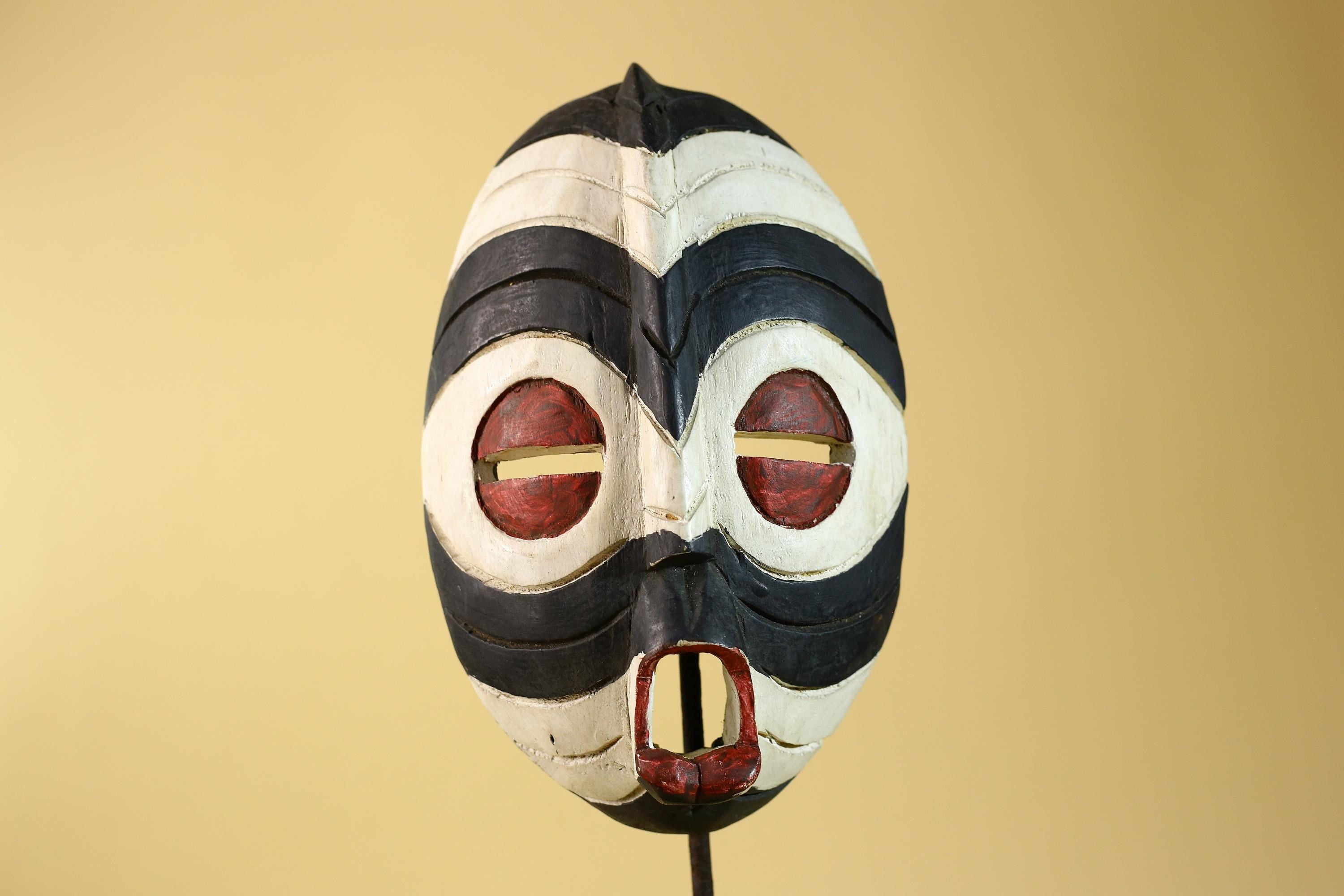 African Plank Ritual Mask- Hand Painted Wood Tribal Wall Art-G6238