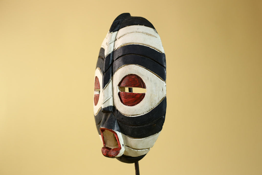 African Plank Ritual Mask- Hand Painted Wood Tribal Wall Art-G6238