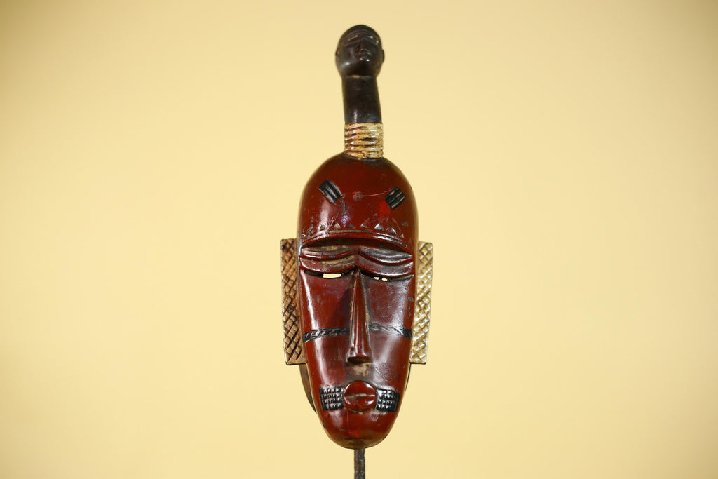 African Wooden Guro Mask with Elongated Face and Traditional Carved Details-G6152