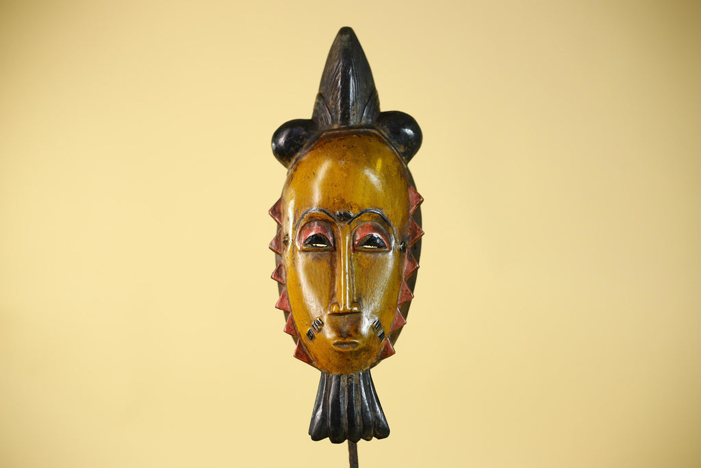 African Wooden Mask with Elongated Face – Baule Style Tribal Art-G6153