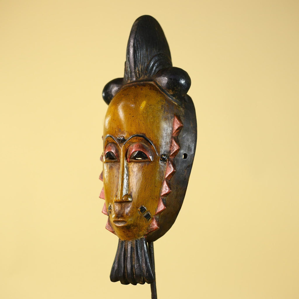 African Wooden Mask with Elongated Face – Baule Style Tribal Art-G6153