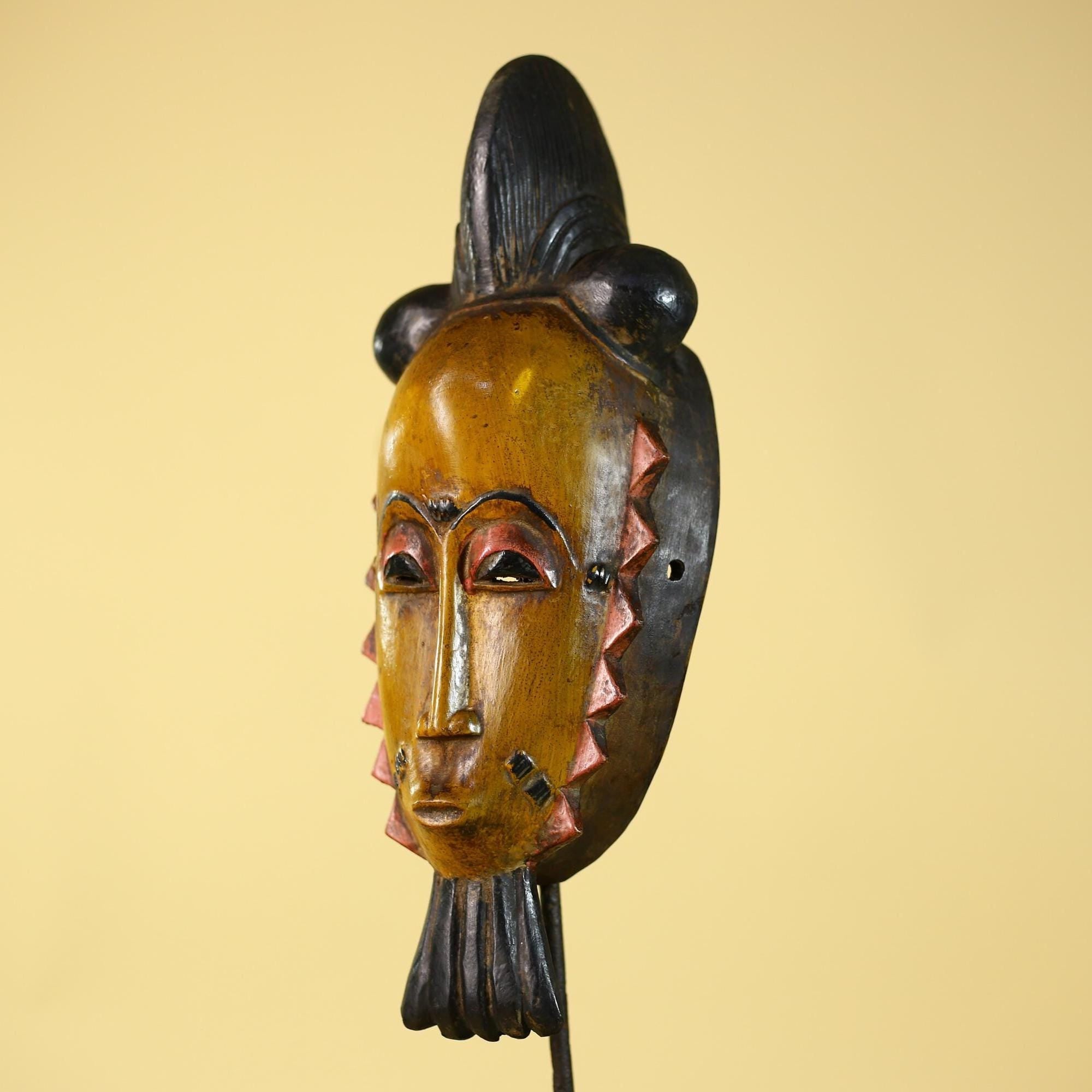 African Wooden Mask with Elongated Face – Baule Style Tribal Art-G6153
