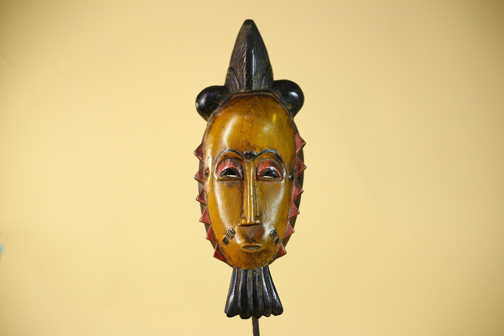 African Wooden Mask with Elongated Face – Baule Style Tribal Art-G6153