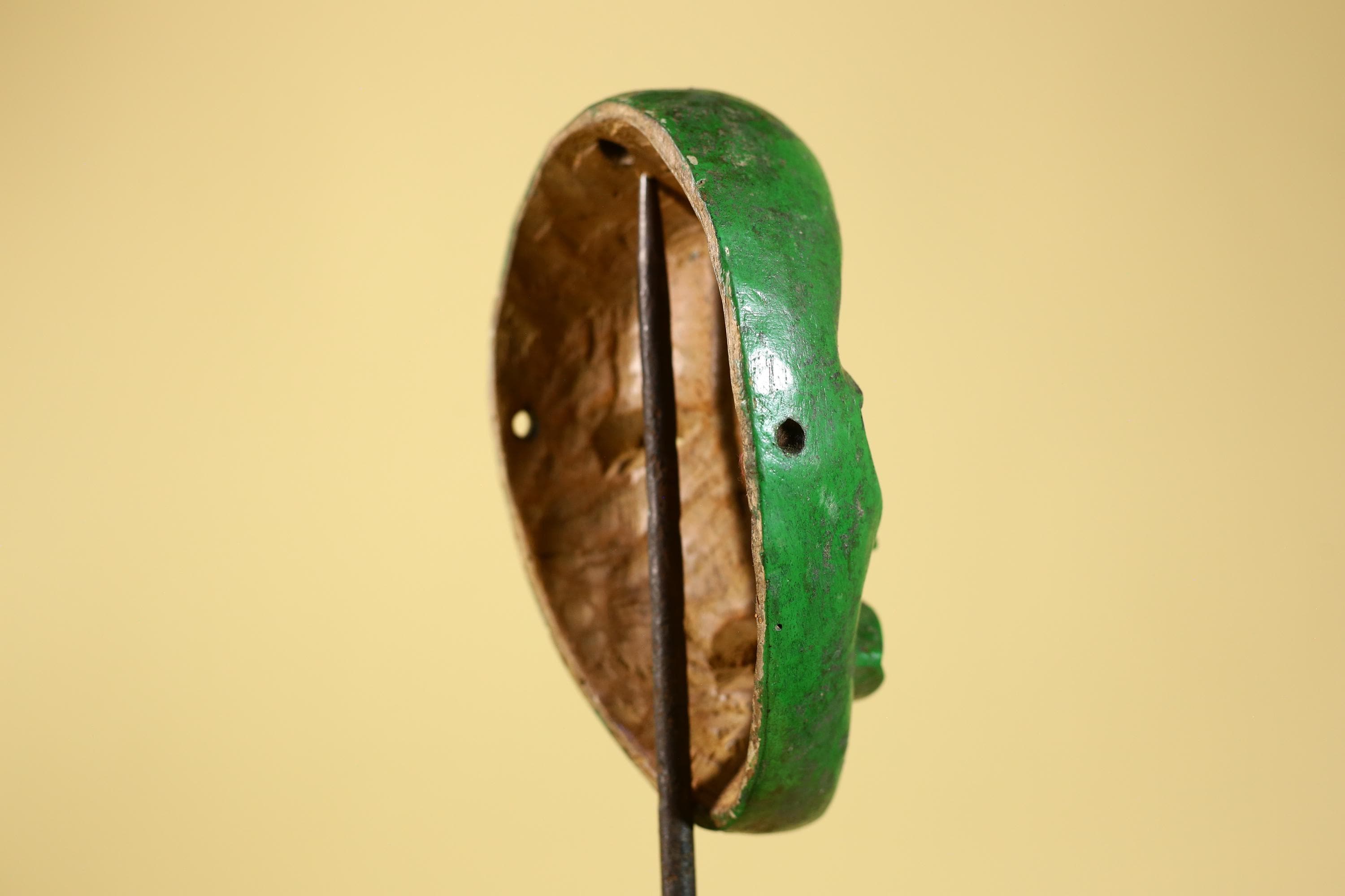 Vintage African Green Dan Mask: Hand Carved Wood Tribal Wall Artr-G6242