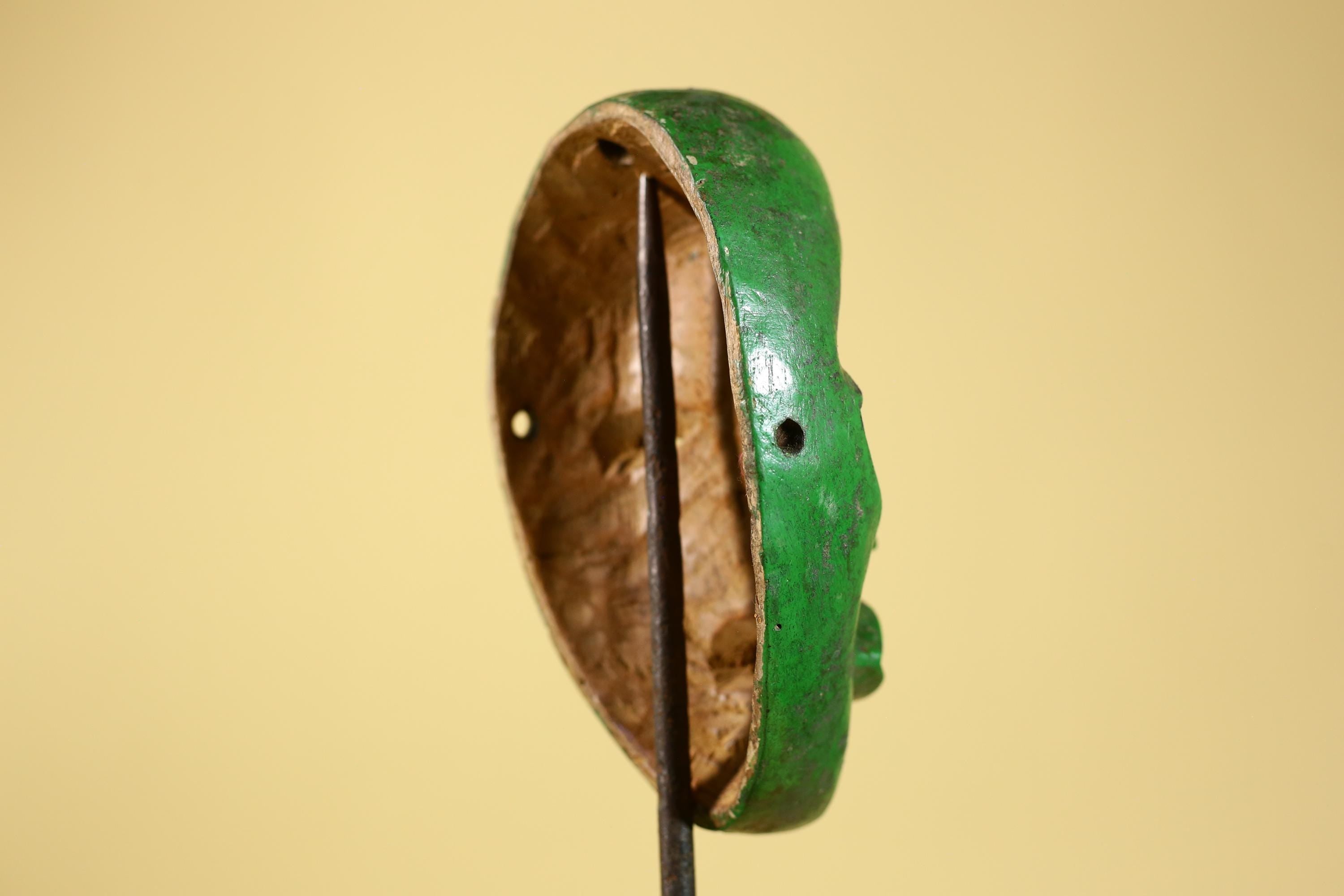 Vintage African Green Dan Mask: Hand Carved Wood Tribal Wall Artr-G6242