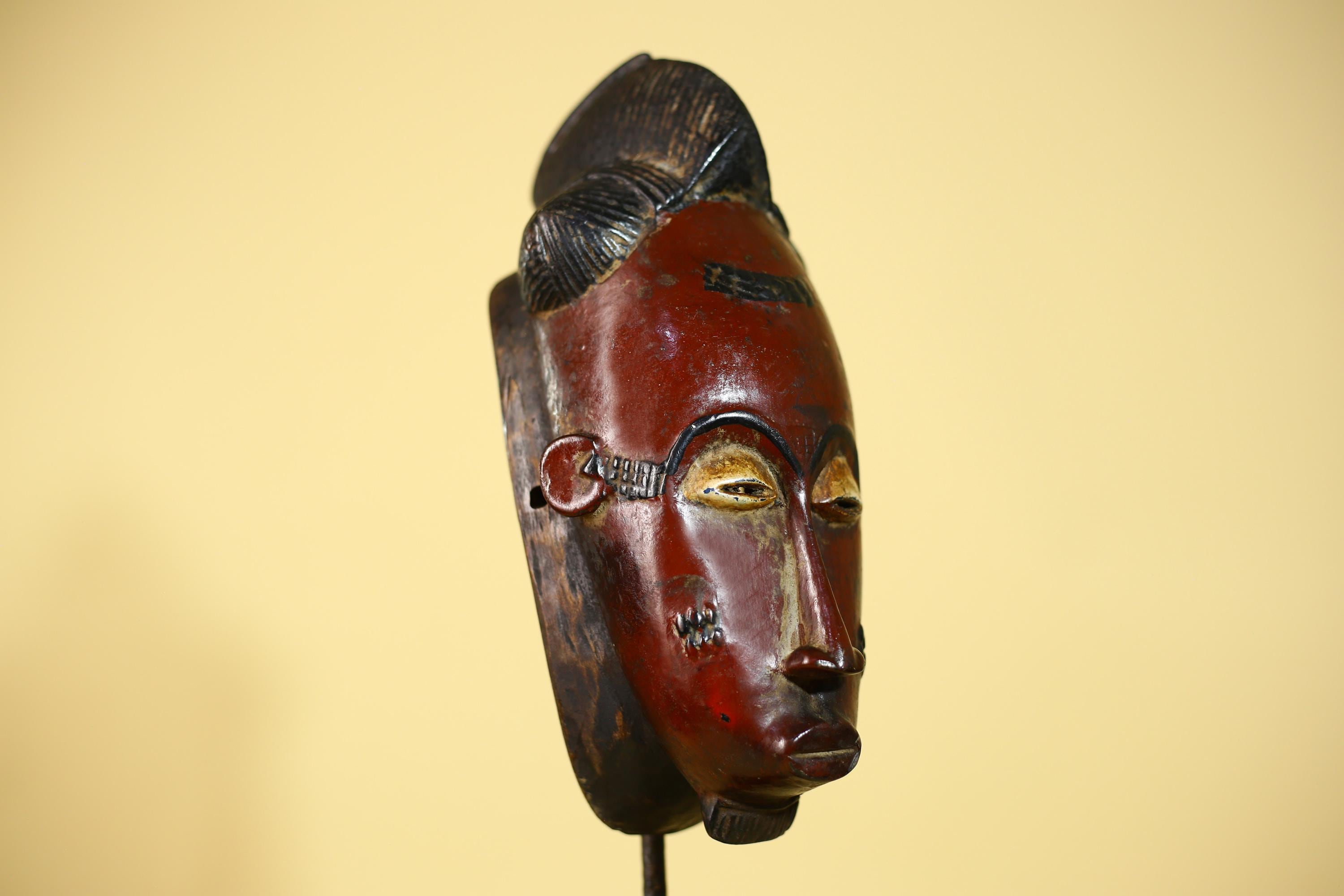 African Mask Wooden Baule Tribal Wall Art- Handmade African Sculpture-G6154