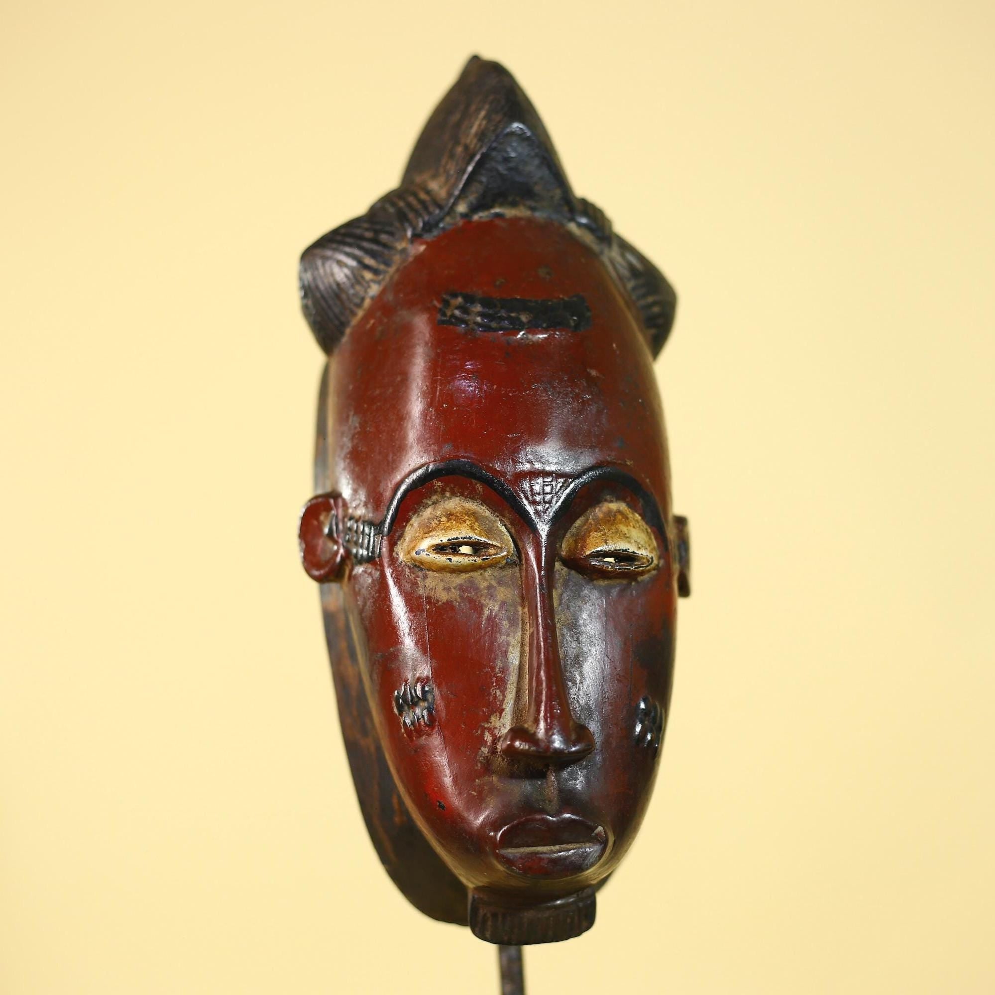 African Mask Wooden Baule Tribal Wall Art- Handmade African Sculpture-G6154