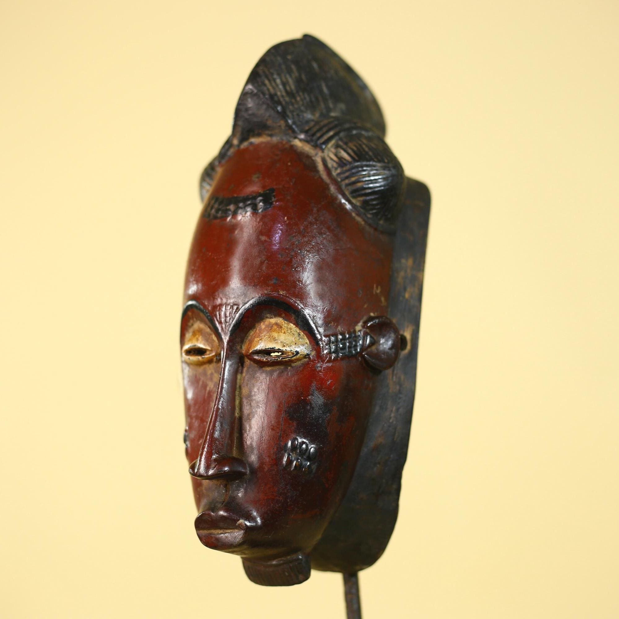 African Mask Wooden Baule Tribal Wall Art- Handmade African Sculpture-G6154